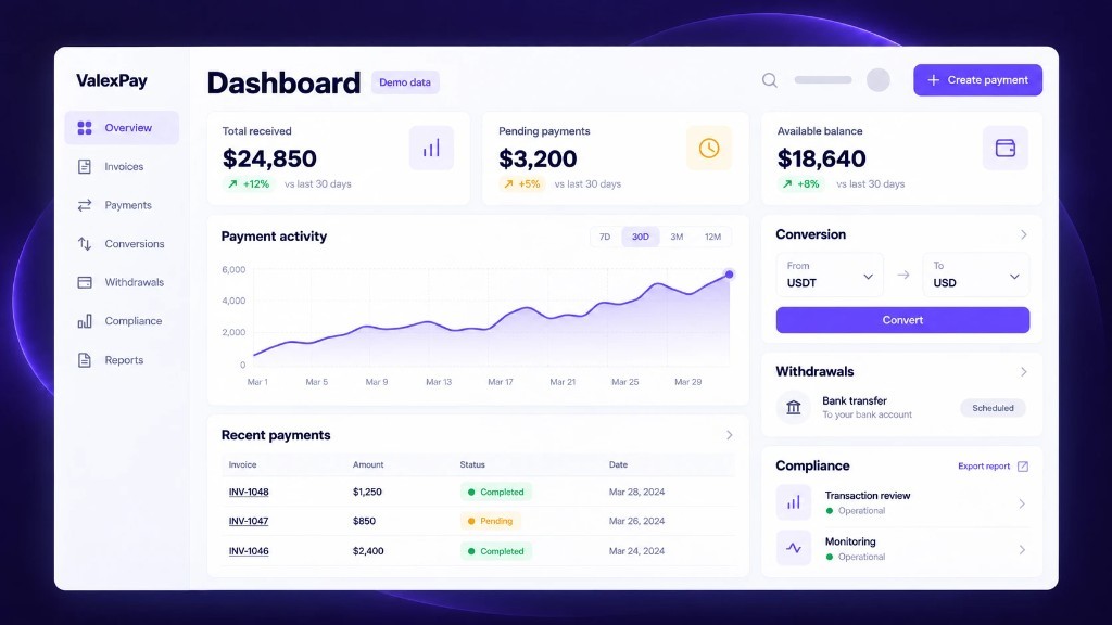 ValexPay dashboard